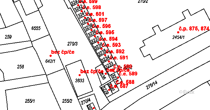 Horní Předměstí 592, Polička na parcele st. 3234 v KÚ Polička, Katastrální mapa