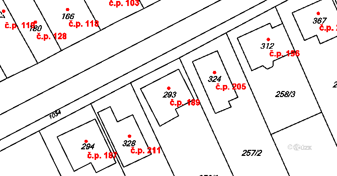 Štarnov 189 na parcele st. 293 v KÚ Štarnov, Katastrální mapa