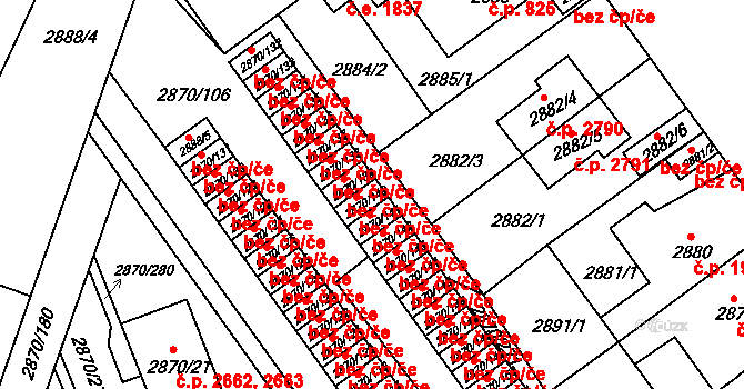 Teplice 39138682 na parcele st. 2870/140 v KÚ Teplice, Katastrální mapa