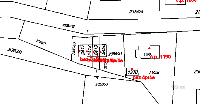 Rožnov pod Radhoštěm 39561682 na parcele st. 2420 v KÚ Rožnov pod Radhoštěm, Katastrální mapa