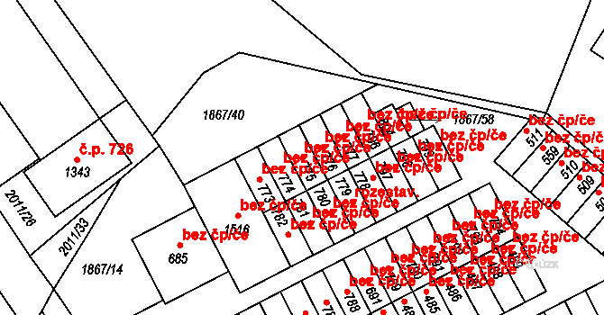 Zliv 40549682 na parcele st. 775 v KÚ Zliv u Českých Budějovic, Katastrální mapa