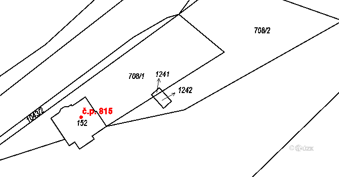 Jilemnice 44293682 na parcele st. 708/2 v KÚ Hrabačov, Katastrální mapa