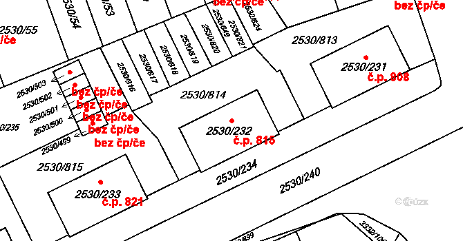 Předměstí 815, Opava na parcele st. 2530/232 v KÚ Opava-Předměstí, Katastrální mapa