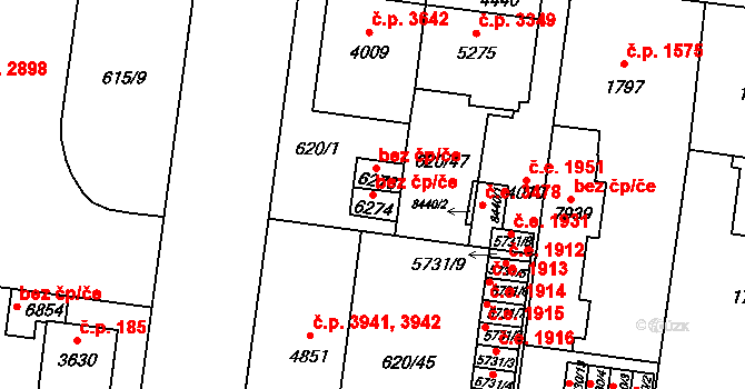 Zlín 47742682 na parcele st. 6274 v KÚ Zlín, Katastrální mapa