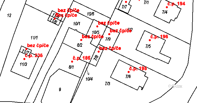 Srubec 48158682 na parcele st. 7/8 v KÚ Srubec, Katastrální mapa