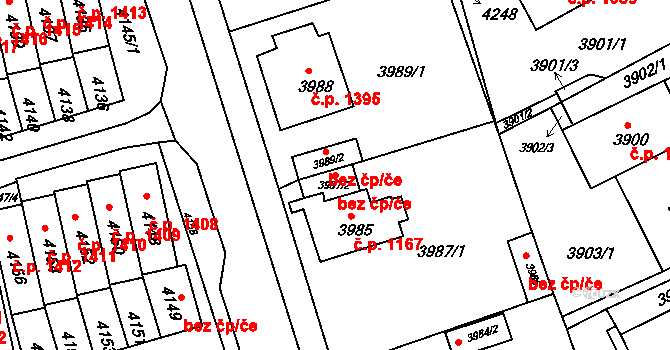 Jirkov 49599682 na parcele st. 3987/2 v KÚ Jirkov, Katastrální mapa
