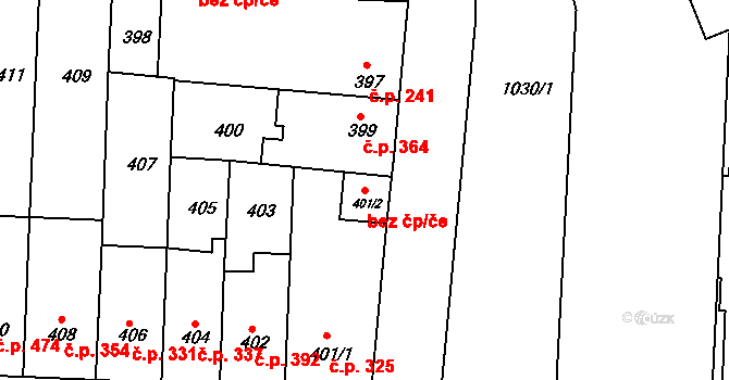 Brno 50159682 na parcele st. 401/2 v KÚ Chrlice, Katastrální mapa