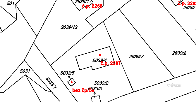 Předměstí 2287, Litoměřice na parcele st. 5033/4 v KÚ Litoměřice, Katastrální mapa