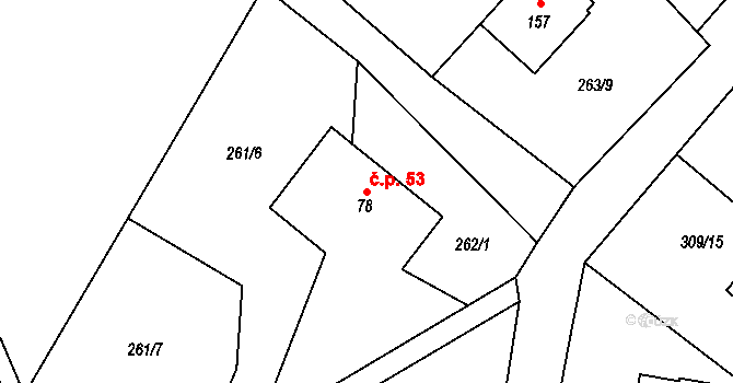 Lubina 53, Kopřivnice na parcele st. 78 v KÚ Drnholec nad Lubinou, Katastrální mapa