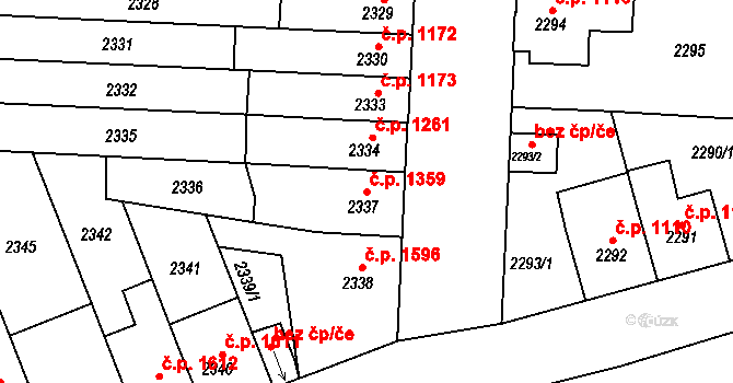 Louny 1359 na parcele st. 2337 v KÚ Louny, Katastrální mapa