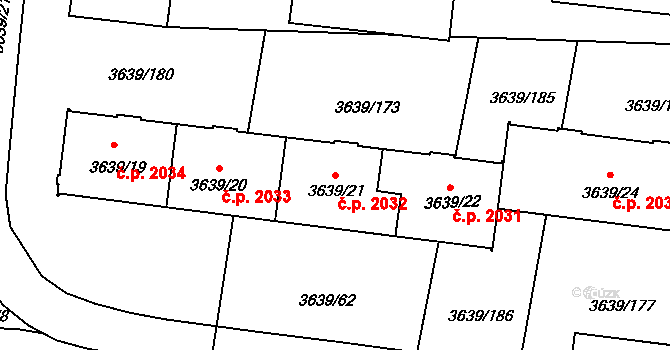 Louny 2032 na parcele st. 3639/21 v KÚ Louny, Katastrální mapa