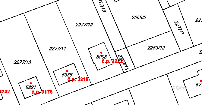 Dvůr Králové nad Labem 3222 na parcele st. 5908 v KÚ Dvůr Králové nad Labem, Katastrální mapa