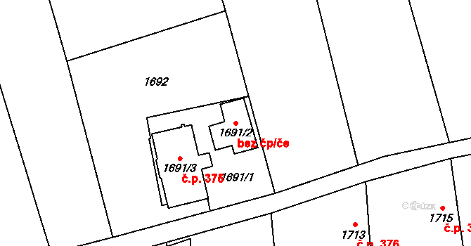 Fryčovice 95741682 na parcele st. 1691/2 v KÚ Fryčovice, Katastrální mapa
