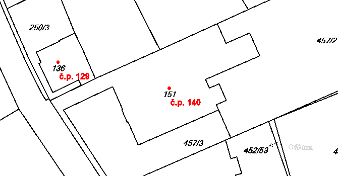 Malá Čermná 140, Čermná nad Orlicí na parcele st. 151 v KÚ Malá Čermná nad Orlicí, Katastrální mapa