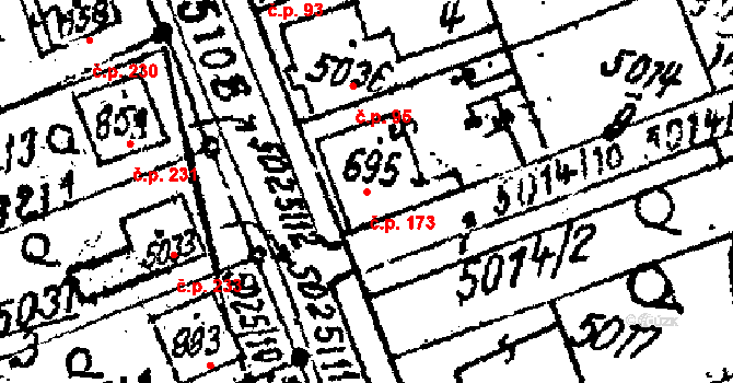 Pasohlávky 173 na parcele st. 695 v KÚ Pasohlávky, Katastrální mapa