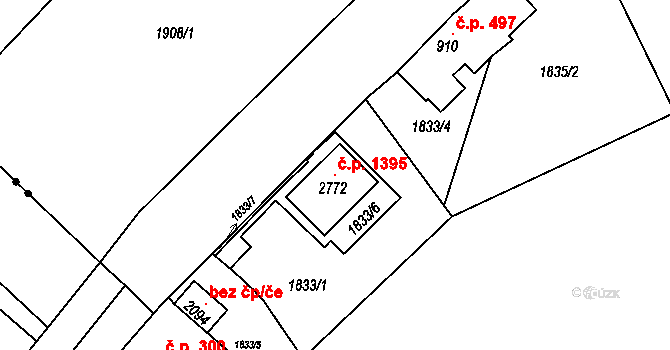 Lomnice nad Popelkou 1395 na parcele st. 2772 v KÚ Lomnice nad Popelkou, Katastrální mapa