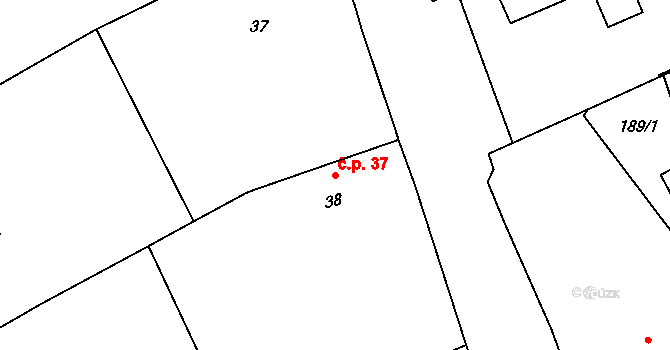 Osek 37, Řenče na parcele st. 38 v KÚ Osek u Vodokrt, Katastrální mapa