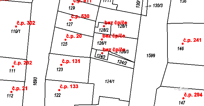 Hronov 107458683 na parcele st. 124/3 v KÚ Hronov, Katastrální mapa