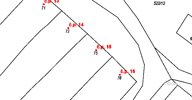 Lobodice 15 na parcele st. 75 v KÚ Lobodice, Katastrální mapa