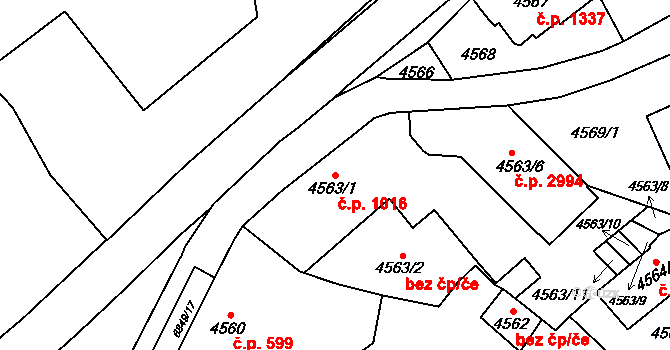 Přerov I-Město 1016, Přerov na parcele st. 4563/1 v KÚ Přerov, Katastrální mapa