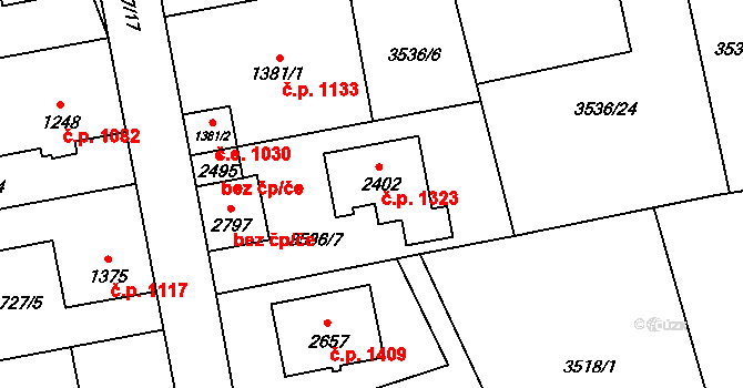 Lipník nad Bečvou I-Město 1323, Lipník nad Bečvou na parcele st. 2402 v KÚ Lipník nad Bečvou, Katastrální mapa