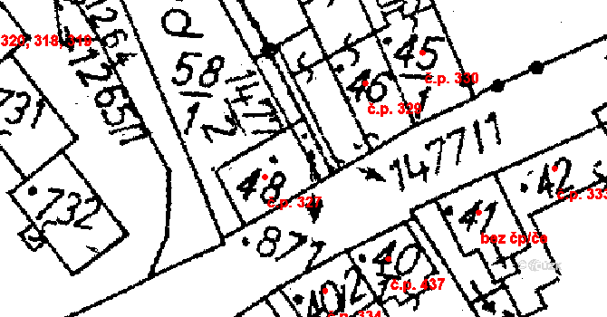 Jablonné v Podještědí 327 na parcele st. 48 v KÚ Jablonné v Podještědí, Katastrální mapa