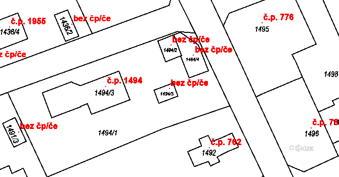 Černošice 147062683 na parcele st. 1494/5 v KÚ Černošice, Katastrální mapa