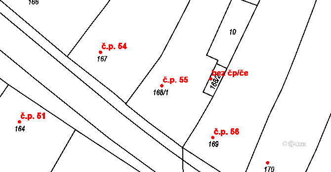 Chlumec nad Cidlinou I 55, Chlumec nad Cidlinou na parcele st. 168/1 v KÚ Chlumec nad Cidlinou, Katastrální mapa