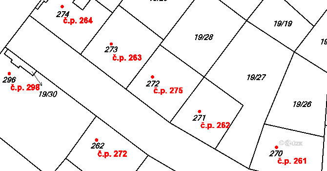 Smidary 275 na parcele st. 272 v KÚ Smidary, Katastrální mapa