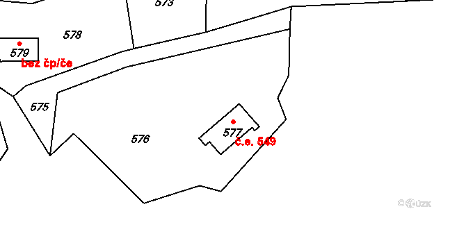 Brná 549, Ústí nad Labem na parcele st. 577 v KÚ Brná nad Labem, Katastrální mapa