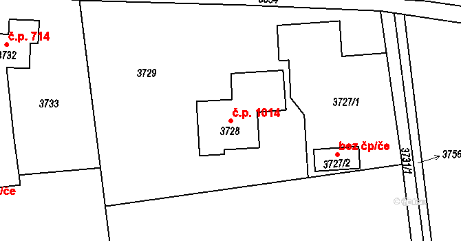 Dolní Lutyně 1014 na parcele st. 3728 v KÚ Dolní Lutyně, Katastrální mapa