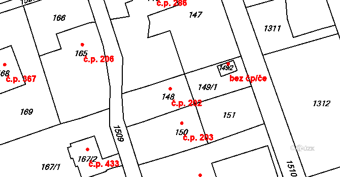 Záblatí 202, Bohumín na parcele st. 148 v KÚ Záblatí u Bohumína, Katastrální mapa