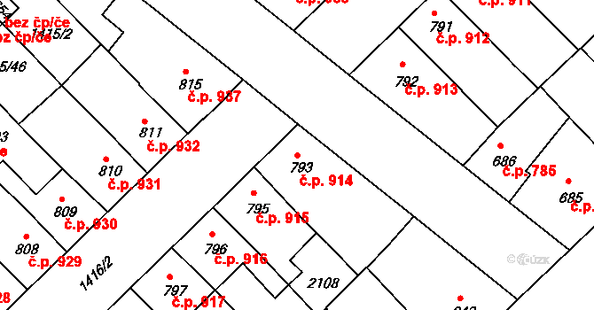 Předměstí 914, Svitavy na parcele st. 793 v KÚ Svitavy-předměstí, Katastrální mapa