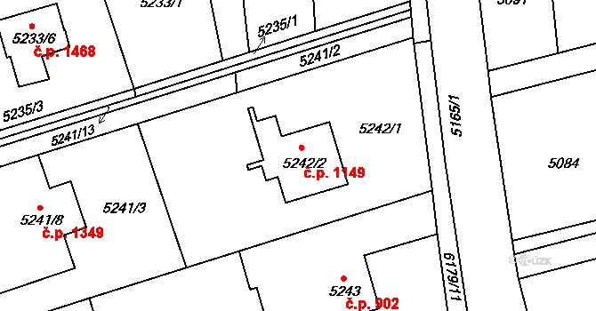 Šenov 1149 na parcele st. 5242/2 v KÚ Šenov u Ostravy, Katastrální mapa