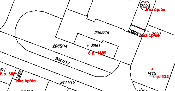 Cheb 1489 na parcele st. 5941 v KÚ Cheb, Katastrální mapa