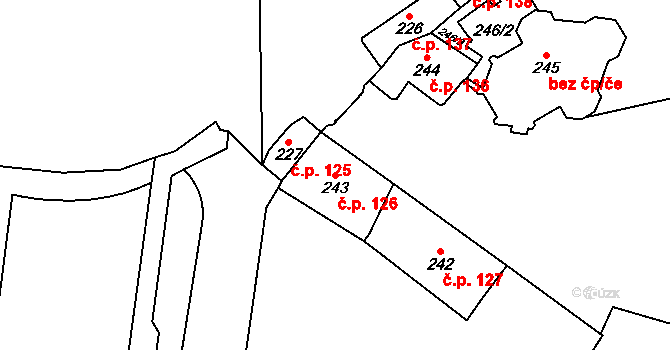 Hradčany 126, Praha na parcele st. 243 v KÚ Hradčany, Katastrální mapa