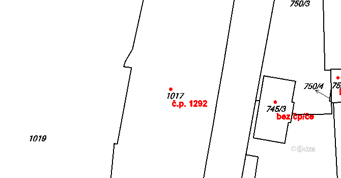 Smíchov 1292, Praha na parcele st. 1017 v KÚ Smíchov, Katastrální mapa