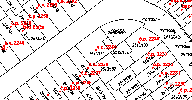 Dejvice 2235, Praha na parcele st. 2513/180 v KÚ Dejvice, Katastrální mapa