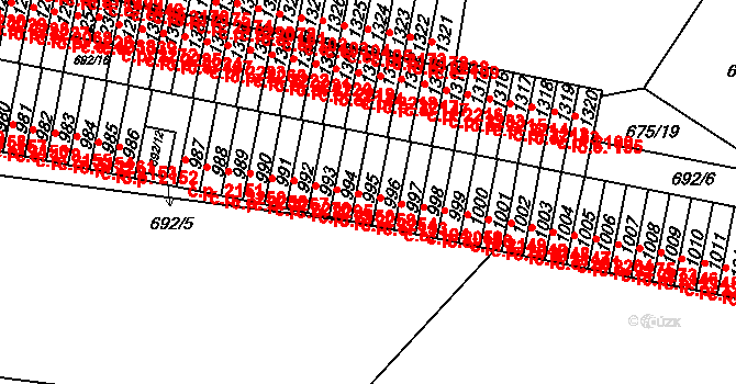 Sezimovo Ústí 2254 na parcele st. 995 v KÚ Sezimovo Ústí, Katastrální mapa