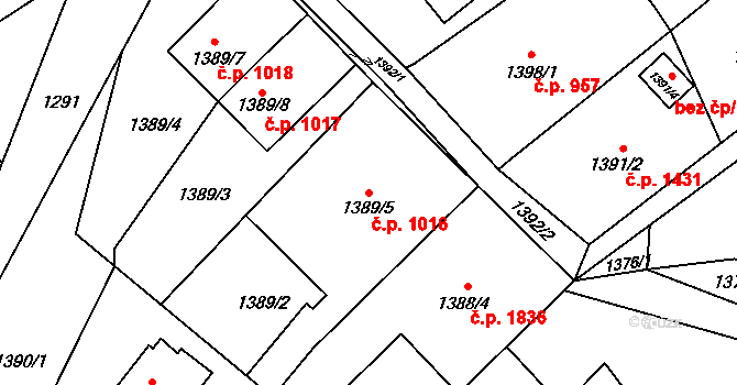 Fryštát 1016, Karviná na parcele st. 1389/5 v KÚ Karviná-město, Katastrální mapa