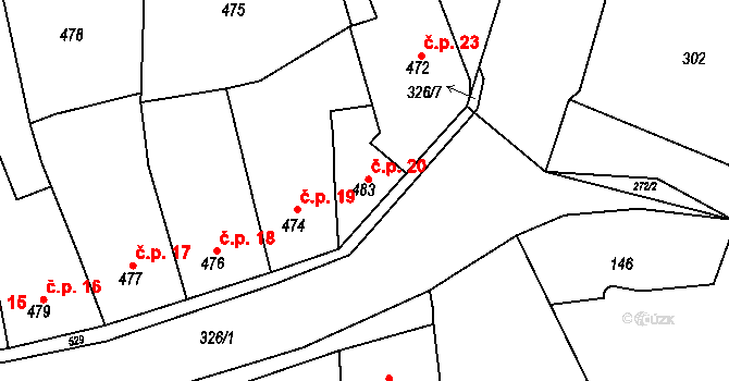 Úštěk-Českolipské Předměstí 20, Úštěk na parcele st. 483 v KÚ Úštěk, Katastrální mapa