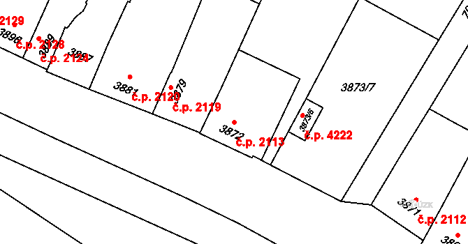 Prostějov 2113 na parcele st. 3872 v KÚ Prostějov, Katastrální mapa