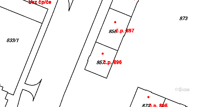 Město 896, Havířov na parcele st. 857 v KÚ Havířov-město, Katastrální mapa