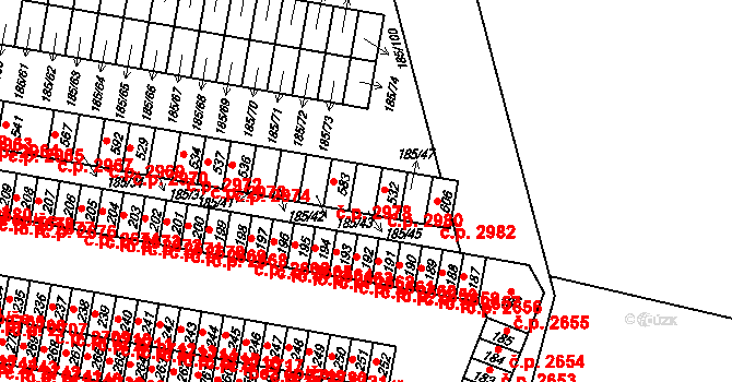 Brníčko 2979, Uničov na parcele st. 185/45 v KÚ Brníčko, Katastrální mapa