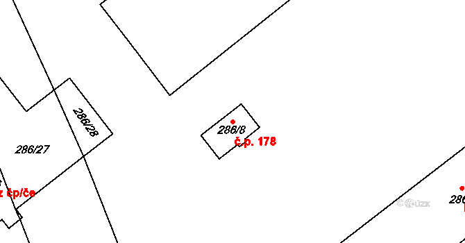 Chlum 178, Křemže na parcele st. 286/8 v KÚ Chlum u Křemže, Katastrální mapa