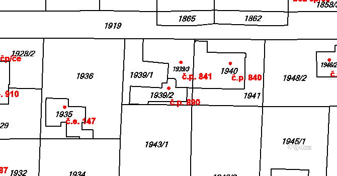 Hloubětín 890, Praha na parcele st. 1939/2 v KÚ Hloubětín, Katastrální mapa