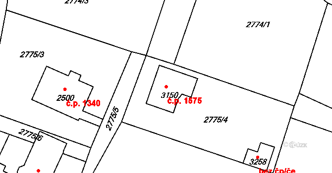 Stříbro 1575 na parcele st. 3150 v KÚ Stříbro, Katastrální mapa