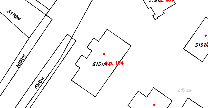 Srní 164 na parcele st. 5151/4 v KÚ Srní II, Katastrální mapa