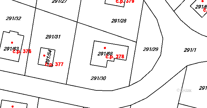 Oldřišov 378 na parcele st. 291/68 v KÚ Oldřišov, Katastrální mapa