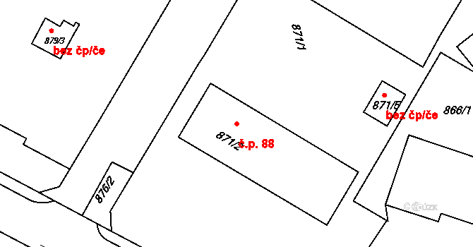 Předměstí 88, Litoměřice na parcele st. 871/2 v KÚ Litoměřice, Katastrální mapa